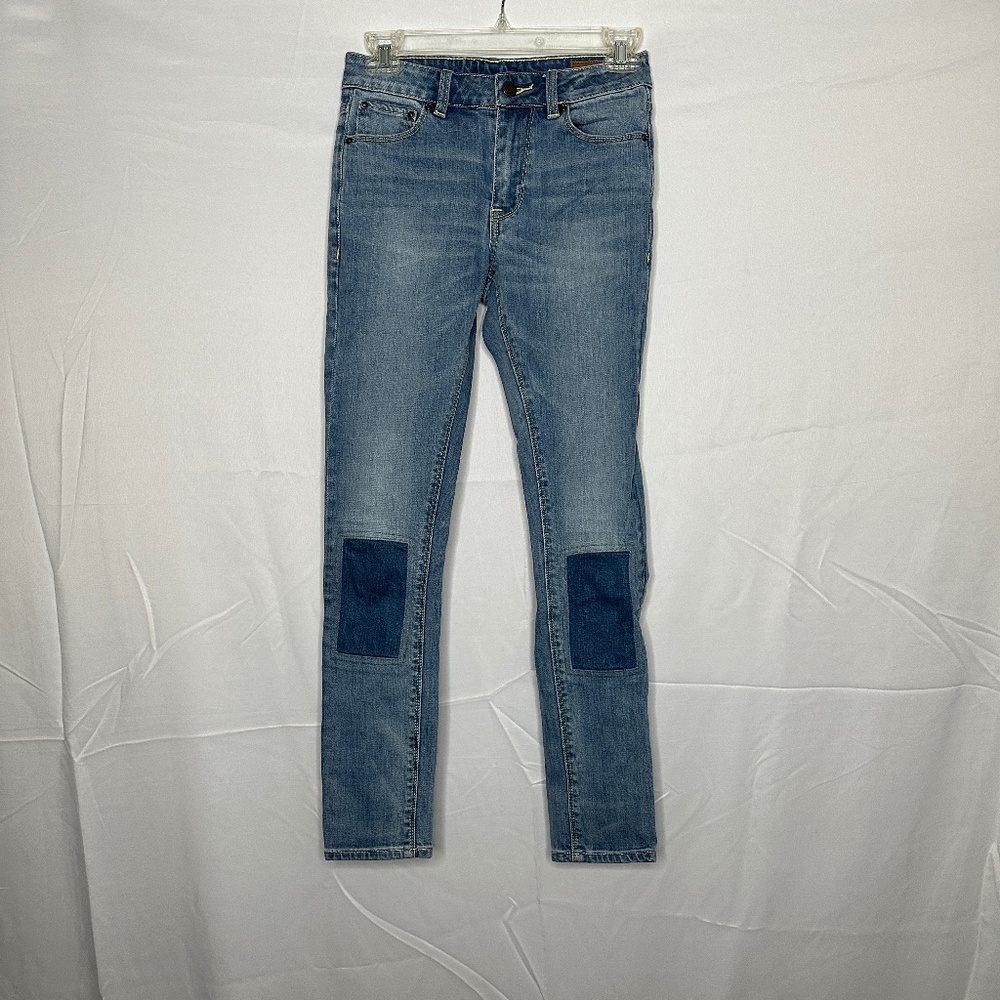 ASOS Medium Wash Patched Skinny Jeans